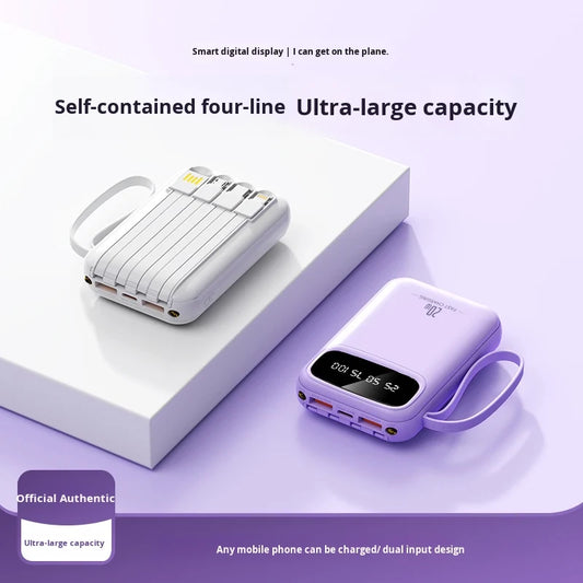 White 5000 mAh PowerBank(4 built in-cables)
